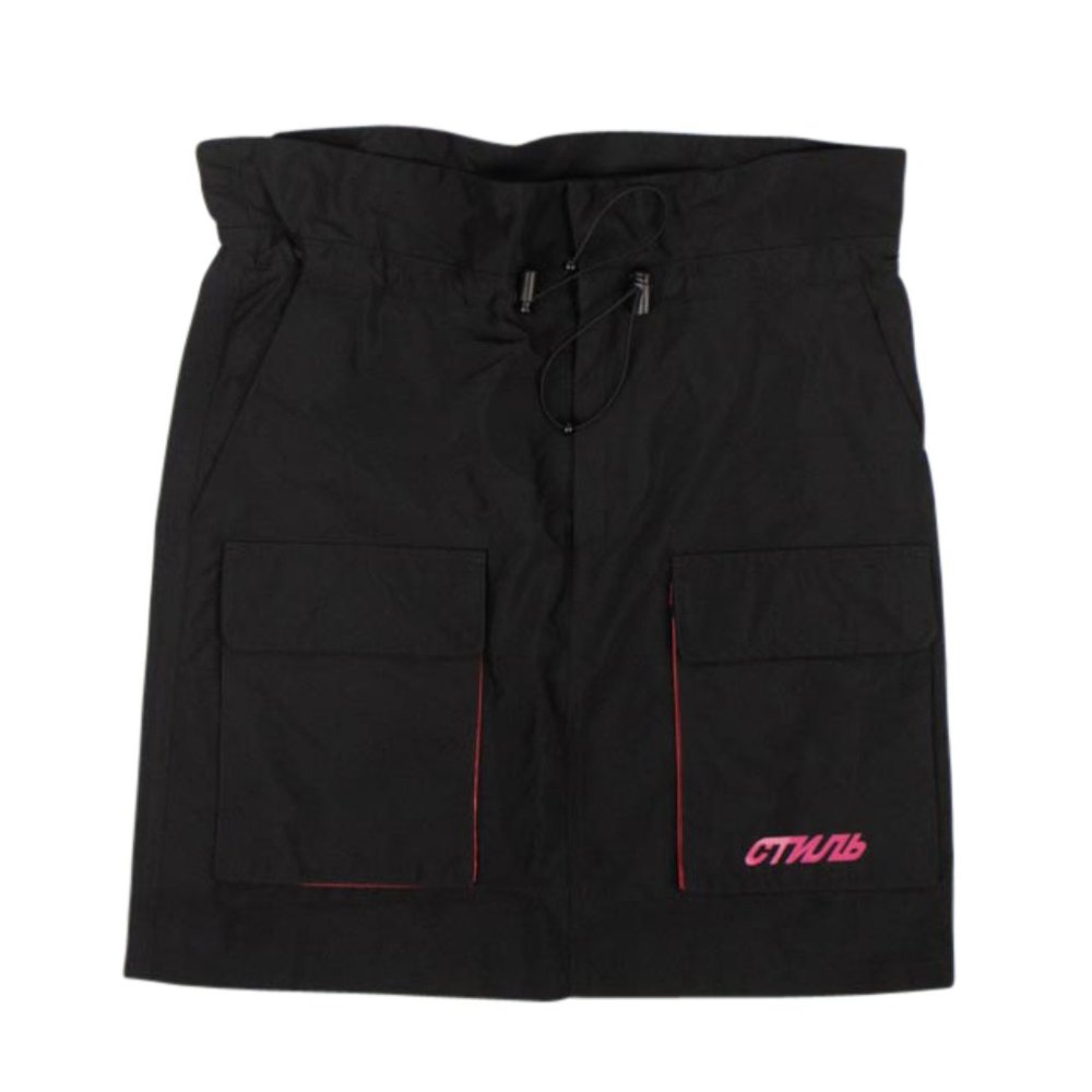 HERON PRESTON Black Drawstring Cargo Pocket Skirt Size XS $440